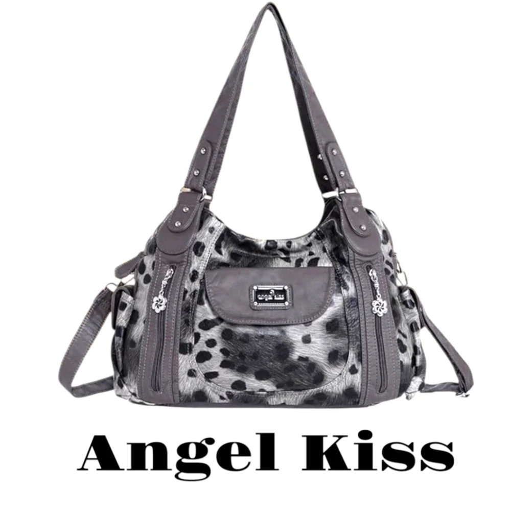 ANGEL KISS Leopard Large Vegan Leather Spacious Crossbody Shoulder Hobo Bag. - Picture 1 of 10